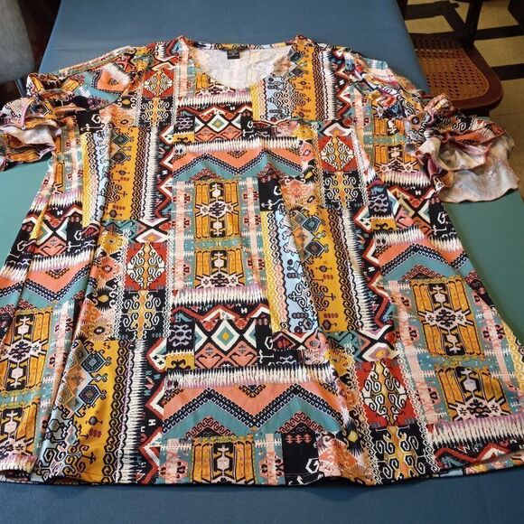 Robert Louis 3X Abstract Design Swing Dress/Tunic Countrycore Kitsch - Picture 1 of 7